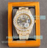 Replica Rolex Datejust Yellow Gold Large Diamonds Bezel Gray Dial 42mm